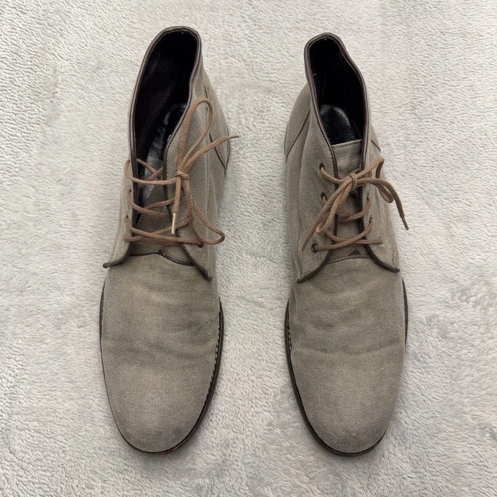 John Varvatos Light Gray Canvas Chukka Boots